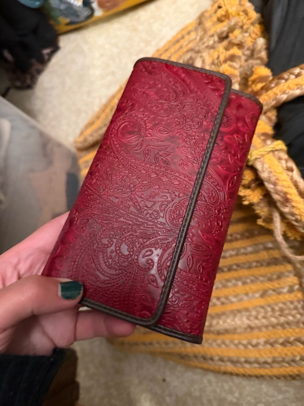 Relic Embossed Red Paisley Wallet Clutch